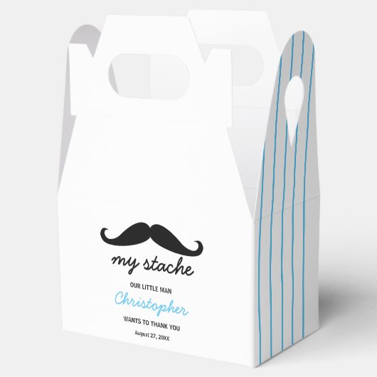 Blue Little Man Mustache Birthday Party Bedankdoosjes (Geopend)