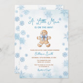 Blue Little Man Snowflakes Gingerbread Baby Shower Kaart (Voorkant / Achterkant)