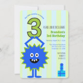 Blue Little Monster 3rd Birthday Boy Fun Schattige Kaart (Voorkant)