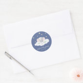 Blue Little Peanut Boy Elephant Baby shower Ronde Sticker (Envelop)