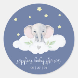 Blue Little Peanut Boy Elephant Baby shower Ronde Sticker