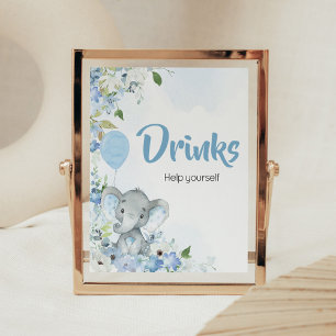 Blue Little Peanut Elephant Baby shower Drinken Poster