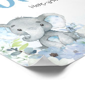 Blue Little Peanut Elephant Baby shower Drinken Poster (Hoek)