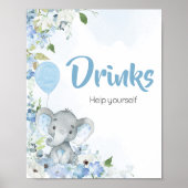 Blue Little Peanut Elephant Baby shower Drinken Poster (Voorkant)
