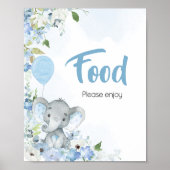 Blue Little Peanut Elephant Baby shower Eten Poster (Voorkant)