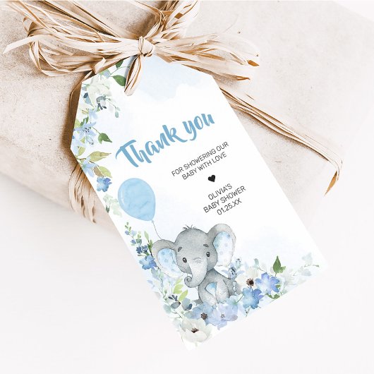 Blue Little Peanut Elephant Baby shower Favoriet T Cadeaulabel