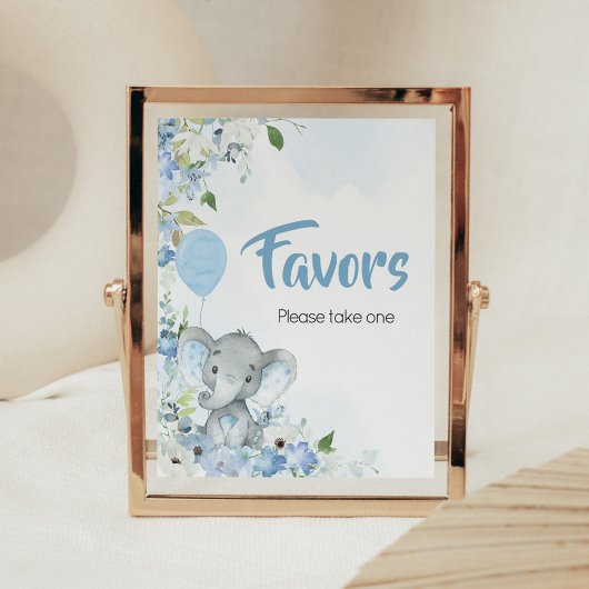Blue Little Peanut Elephant Baby shower Favors Poster