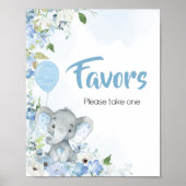 Blue Little Peanut Elephant Baby shower Favors Poster (Voorkant)