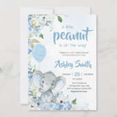 Blue Little Peanut Elephant Baby shower Kaart (Voorkant)