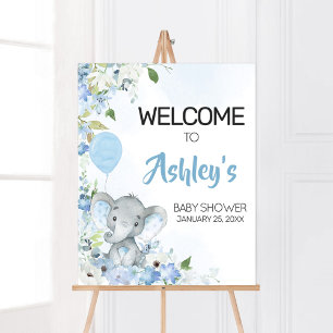 Blue Little Peanut Elephant Baby shower Welkom Poster