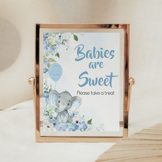 Blue Little Peanut Elephant Baby's zijn zoet Poster