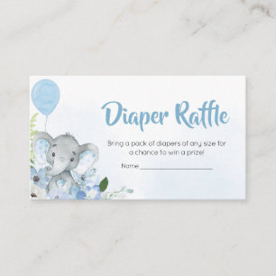 Blue Little Peanut Elephant Diaper Raffle Informatiekaartje