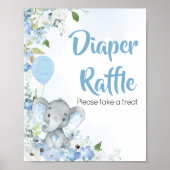 Blue Little Peanut Elephant Diaper Raffle Poster (Voorkant)