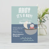 Blue Little Pirate Baby Boy Baby shower Kaart (Staand voorkant)