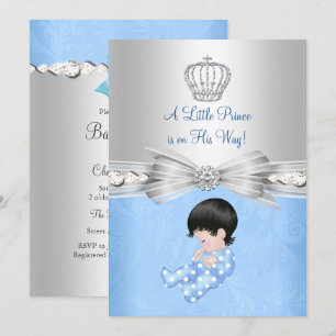 Blue Little Prince Baby shower Invitation Kaart