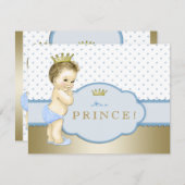 Blue Little Prince Baby shower Kaart (Voorkant / Achterkant)