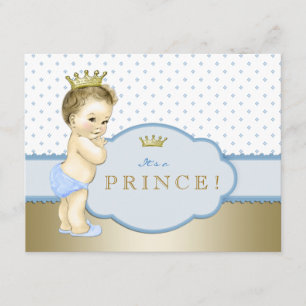Blue Little Prince Baby shower Kaart