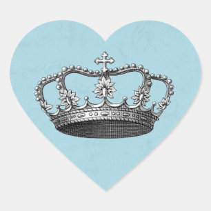 Blue Little Prince Crown Baby shower Favorieten Hart Sticker
