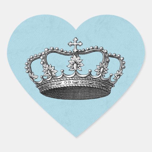 Blue Little Prince Crown Baby shower Favorieten Hart Sticker (Voorkant)