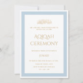 Blue Little Prince Minimal Gold Aqiqah Ceremonie Kaart (Voorkant)