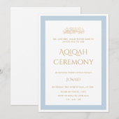 Blue Little Prince Minimal Gold Aqiqah Ceremonie Kaart (Voorkant / Achterkant)