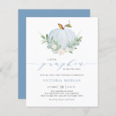 Blue Little Pumpkin Autumn Baby shower Invitation (Voorkant / Achterkant)
