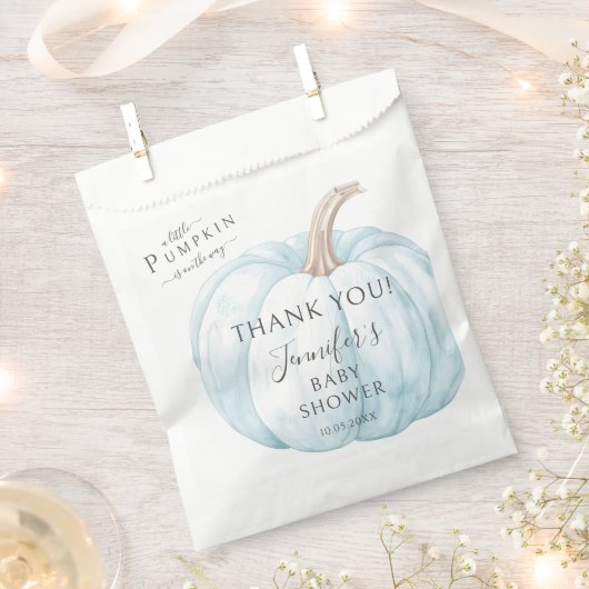 Blue Little Pumpkin Autumn Herfst Baby Boy Shower Bedankzakje (Geknipt)