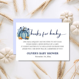 Blue Little Pumpkin Baby Boy Shower Boek Verzoek Informatiekaartje