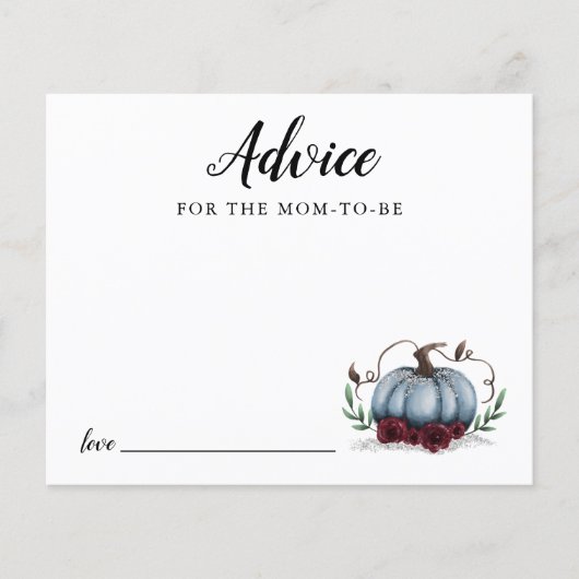 Blue Little Pumpkin Baby shower Advice Kaart (Voorkant)