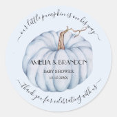 Blue Little Pumpkin Baby shower Dank je Ronde Sticker (Voorkant)