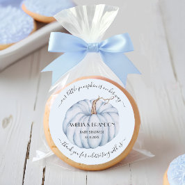 Blue Little Pumpkin Baby shower Dank je Ronde Sticker