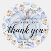 Blue Little Pumpkin Baby shower Dank je Ronde Sticker (Voorkant)