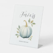 Blue Little Pumpkin Baby shower Favoriet Reclamebord Met Voetstuk (Voorkant)