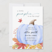 Blue Little Pumpkin Baby shower Invitation Kaart (Voorkant)