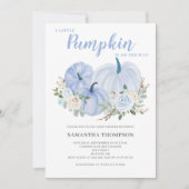 Blue Little Pumpkin Baby shower Invitation Kaart (Voorkant)