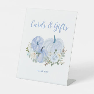 Blue Little Pumpkin Baby shower Kaarten Cadeaus Reclamebord Met Voetstuk