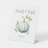 Blue Little Pumpkin Baby shower Kaarten Cadeaus Reclamebord Met Voetstuk (Voorkant)