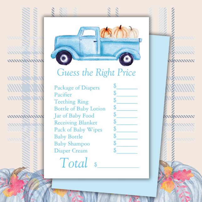 Blue Little Pumpkin Baby shower Raad de juiste pri (Creator heeft geüpload)