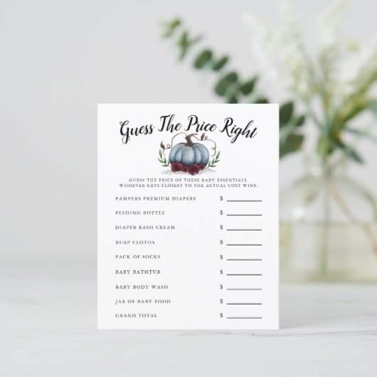 Blue Little Pumpkin-Baby shower raadt de prijs (Staand voorkant)
