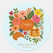 Blue Little Pumpkin Baby Shower Ronde Sticker (Voorkant)