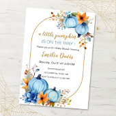 Blue Little Pumpkin Baby Shower Uitnodigingen