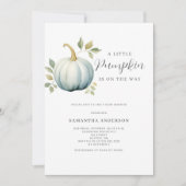 Blue Little Pumpkin Boy Baby shower Kaart (Voorkant)