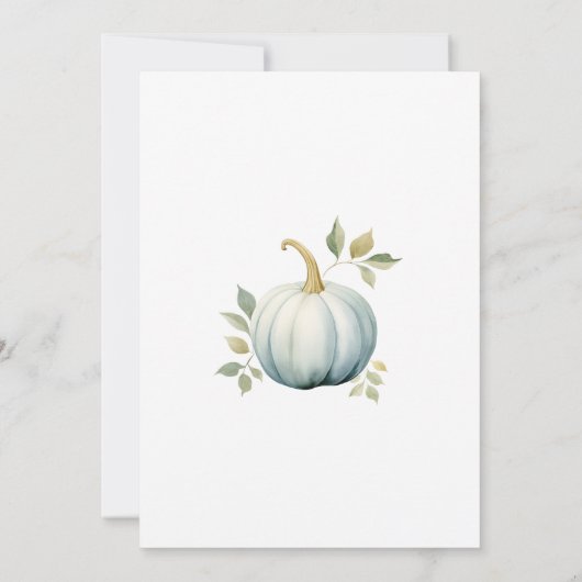 Blue Little Pumpkin Boy Baby shower Kaart (Achterkant)