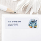 Blue Little Pumpkin Boy Baby shower retouradres Etiket (Insitu)