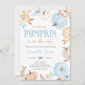 Blue Little Pumpkin Fall Baby Shower Kaart (Voorkant)