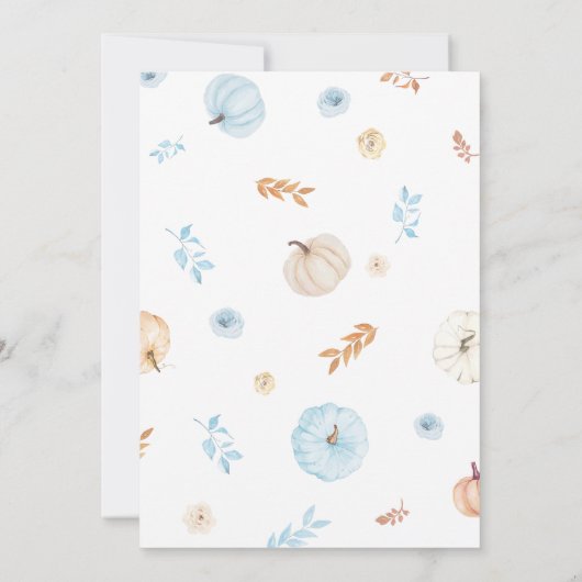 Blue Little Pumpkin Fall Baby Shower Kaart (Achterkant)
