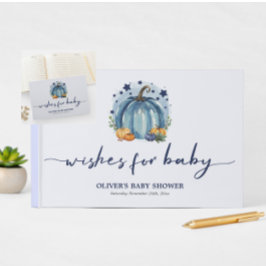 Blue Little Pumpkin Herfst Autumn Boy Baby shower Gastenboek
