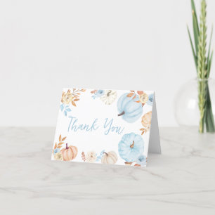 Blue Little Pumpkin Herfst Baby shower Bedankkaart