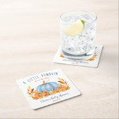 Blue Little Pumpkin Herfst Boy Baby shower Kartonnen Onderzetters (Insitu)