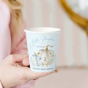 Blue Little Pumpkin Herfst Boy Baby shower Papieren Bekers